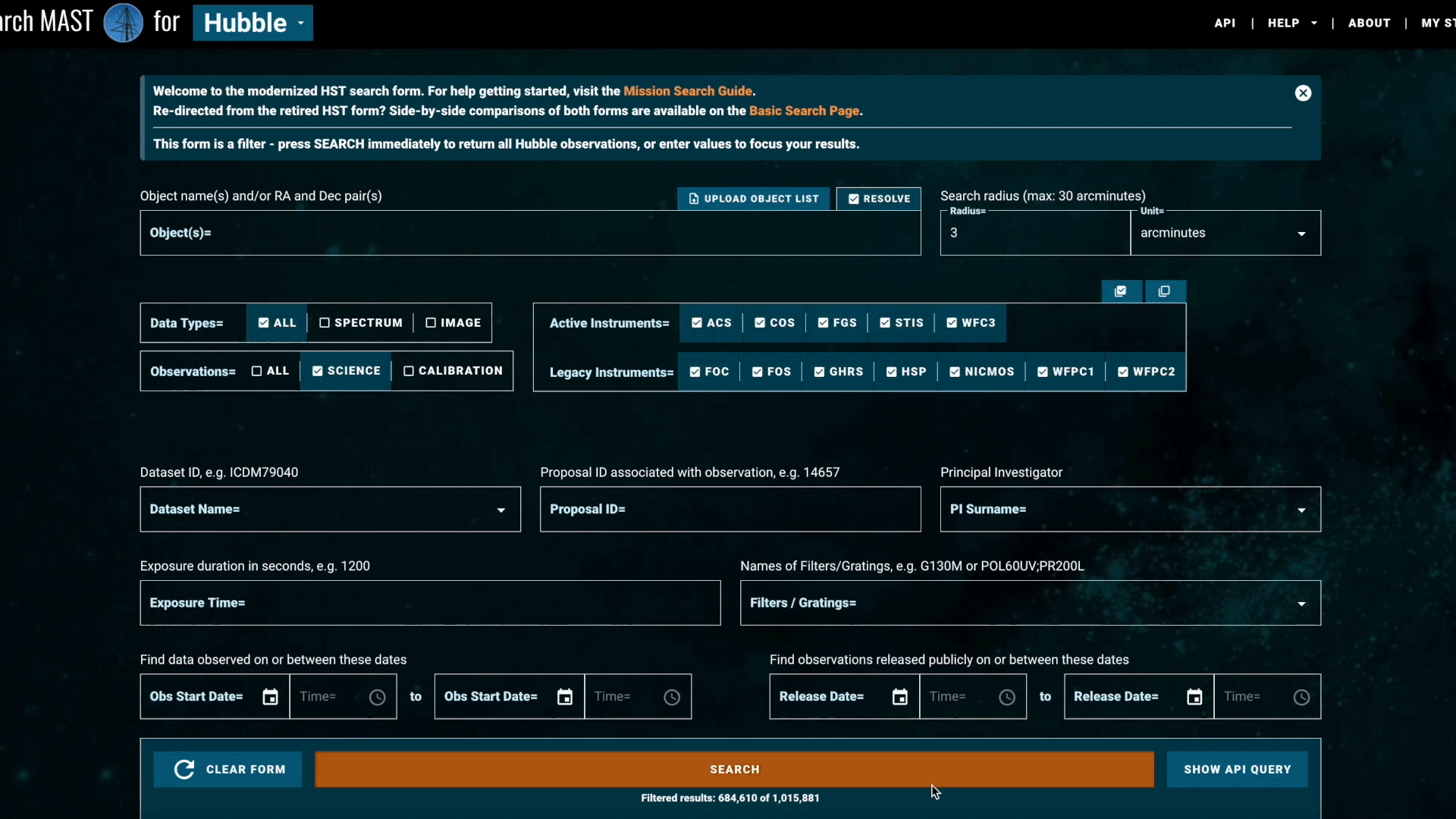 animated gif of adding a target to MAST search