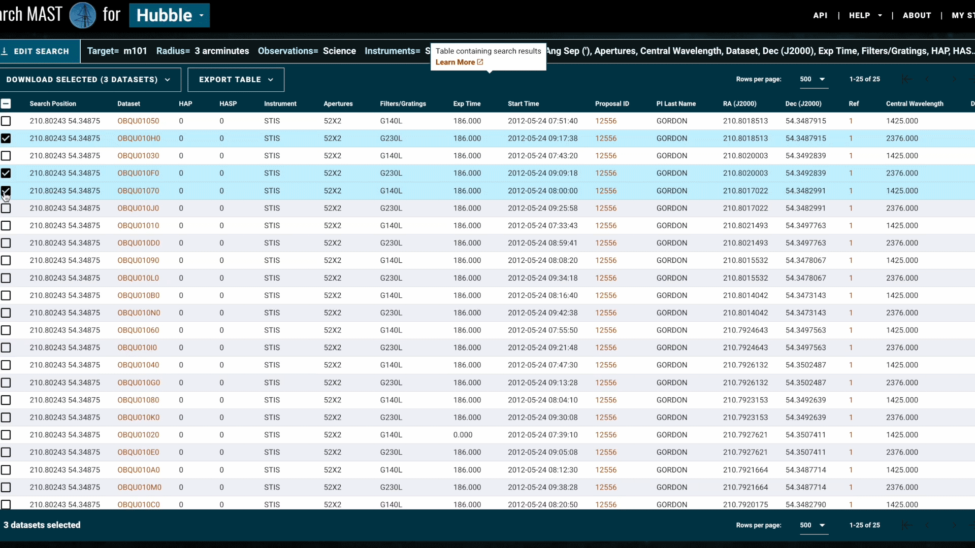 animated gif of downloading data in mast search